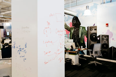 IdeaPaint CREATE White dry erase paint (whiteboard paint) installed in an office