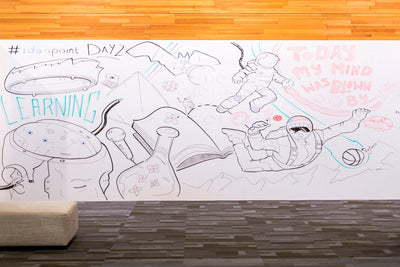 IdeaPaint CREATE White dry erase paint (whiteboard paint) installed on a board creativity at its best